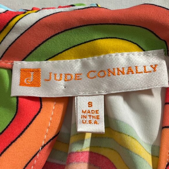 Jude Connally Psychedelic Swirl Halter Dress Keyhole A-Line S - Picture 11 of 15